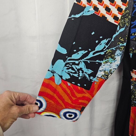 Papillon Black Blue Mini Dress Patchwork Retro Y2K Artsy Club XL - Picture 3 of 11